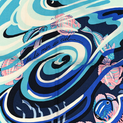 Hermes Cashmere Silk De La Mer Au Ciel Shawl 140 Marine Rose Turquoise 4 of 4