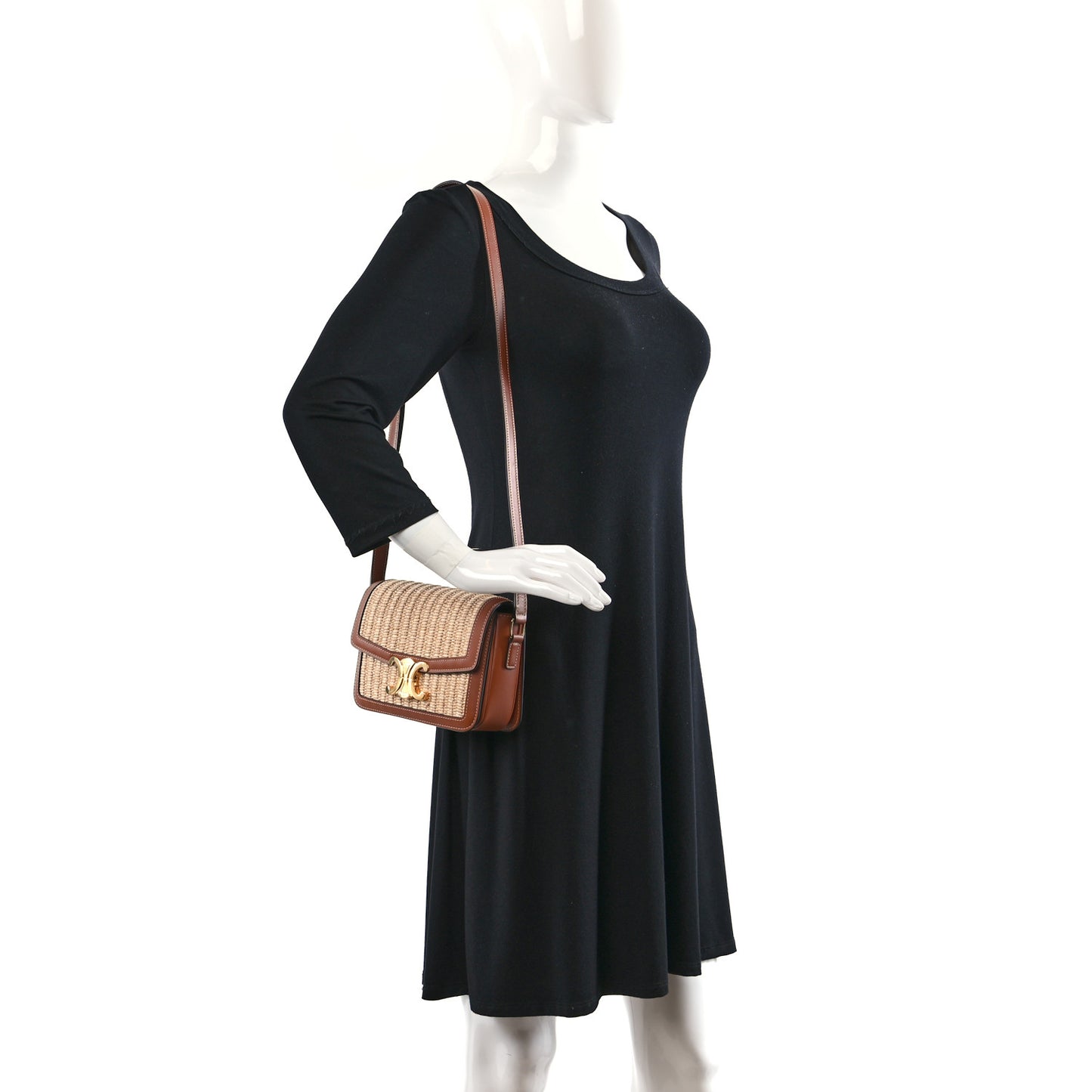 Raffia Calfskin Teen Triomphe Natural Tan