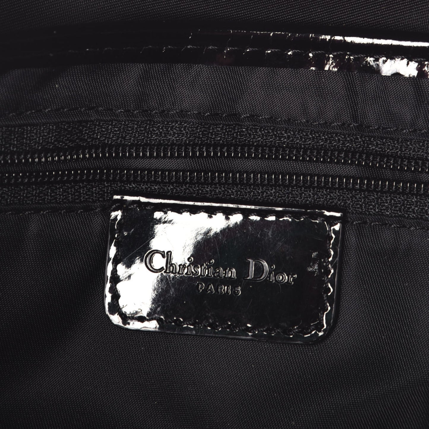 Canvas Patent Calfskin Saddle Bag Black