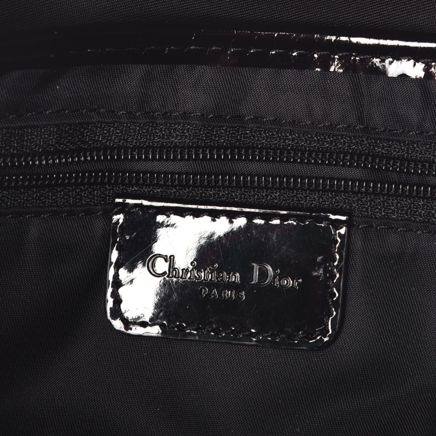 Christian Dior Canvas Patent Calfskin Saddle Bag Black 6 of 8