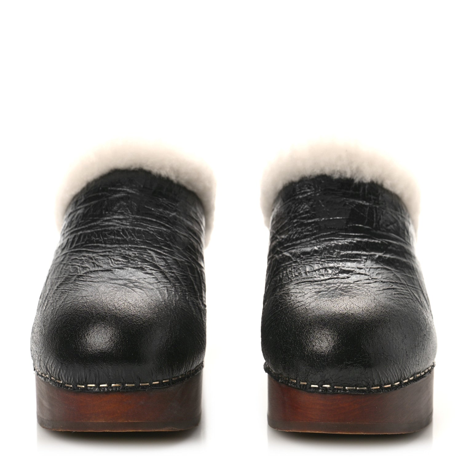 Chanel Crackled Sheepskin CC Mules 39 Black 2 of 9