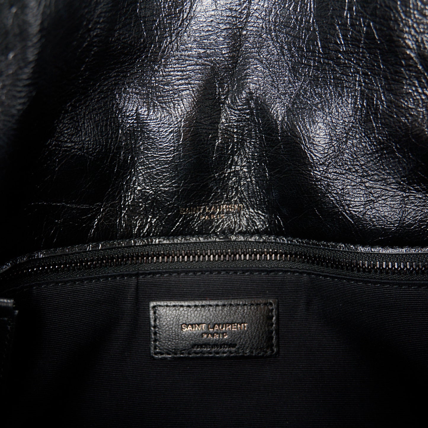 Crinkled Calfskin Matelasse Monogram Medium Niki Chain Satchel Black