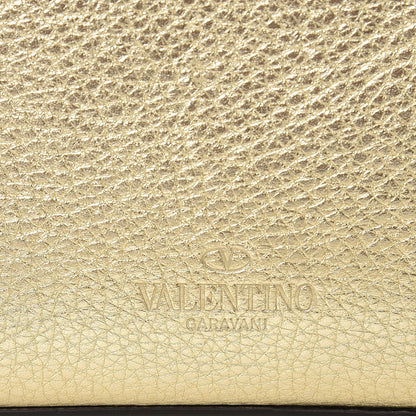Valentino Garavani Metallic Pebbled Calfskin Medium Rockstud Flip Lock Crossbody Bag Platino 7 of 7