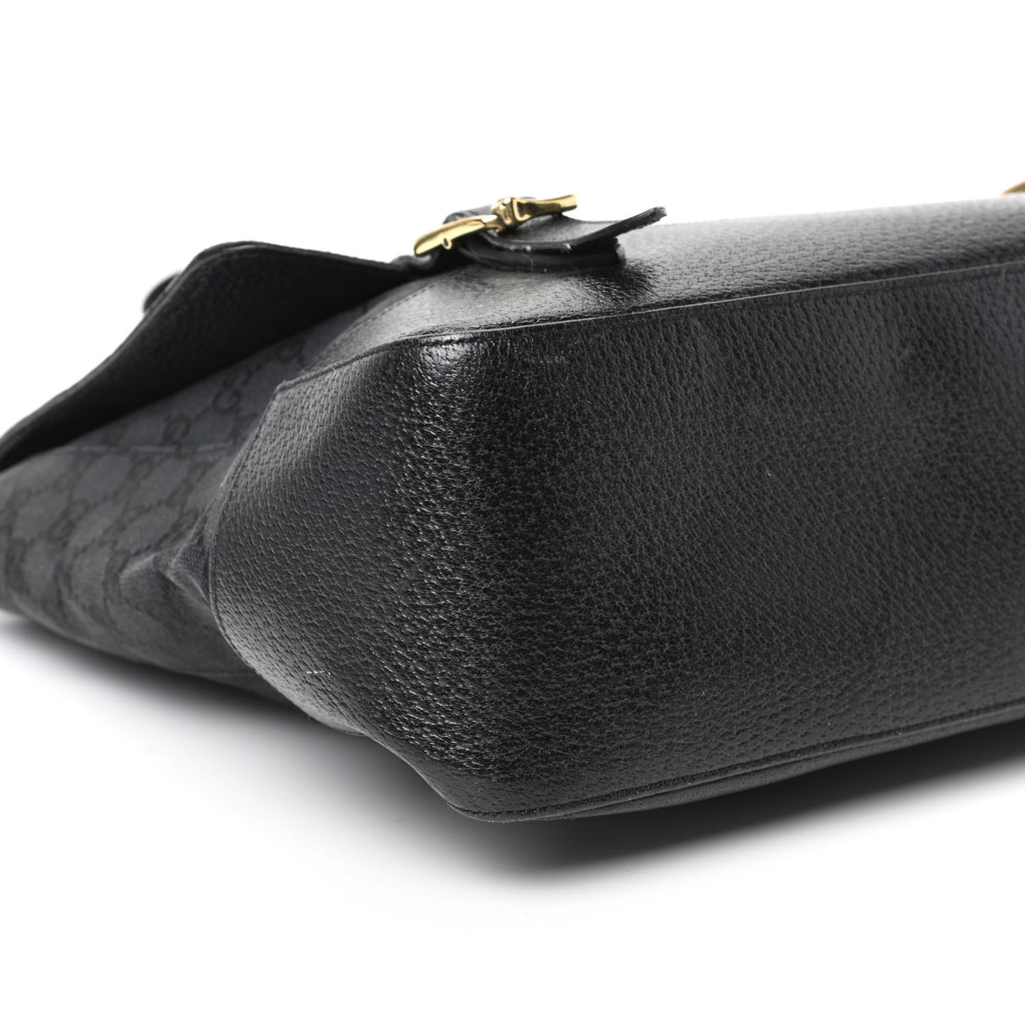 Monogram Calfskin Double Buckle Flap Messenger Bag Black
