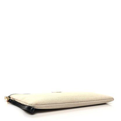 Saint Laurent Canvas Monogram Zipped Pouch Beige Black 4 of 11