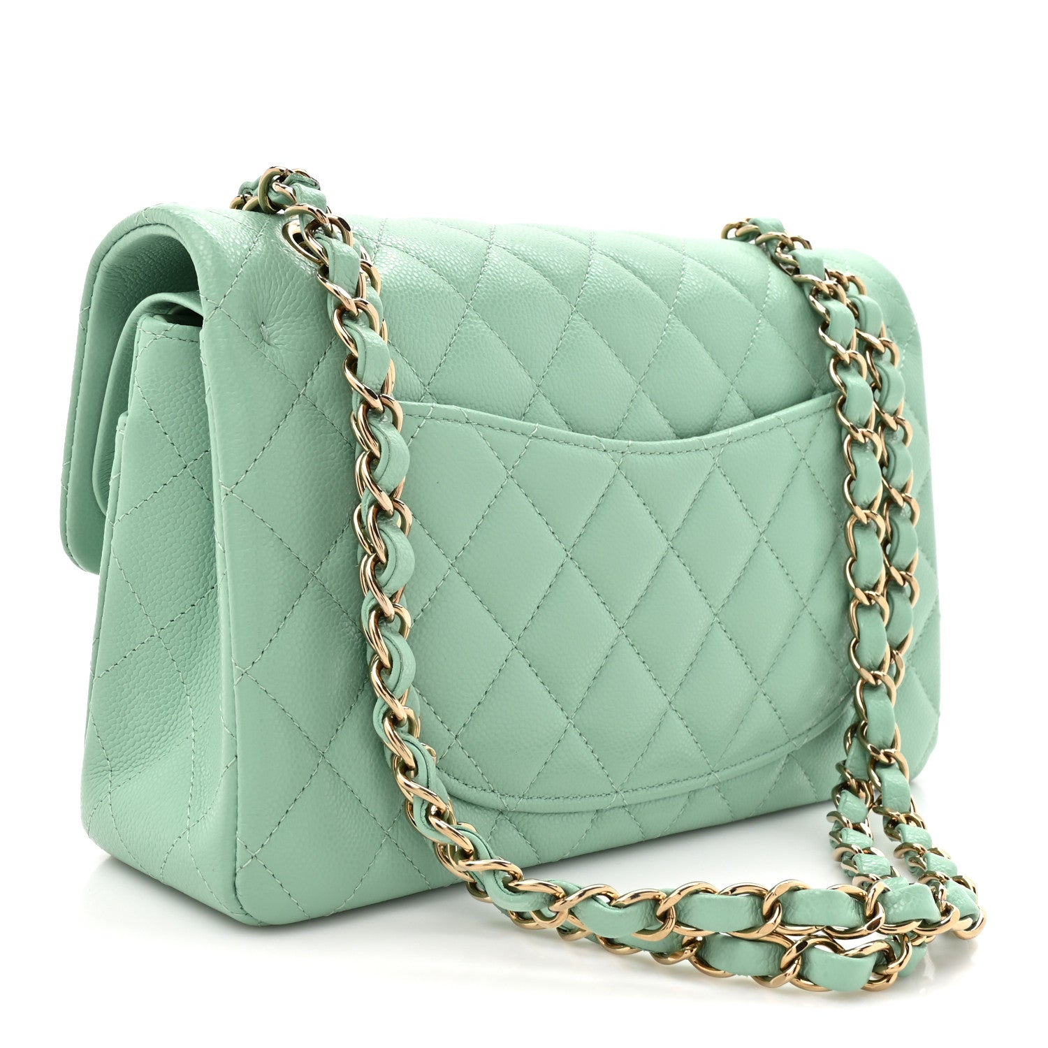 Chanel Caviar Quilted Small Double Flap Light Green 3 of 11