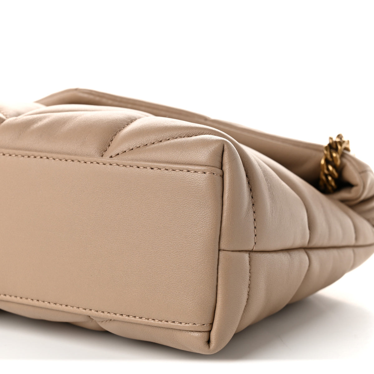 Lambskin Quilted Toy Loulou Puffer Monogram Chain Satchel Dark Beige