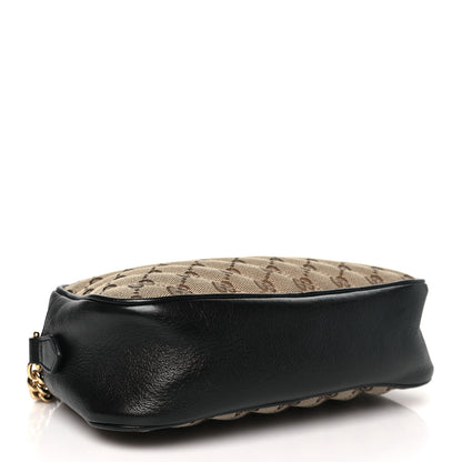 Gucci Monogram Matelasse Diagonal Small GG Marmont Chain Shoulder Bag Beige Black 4 of 13