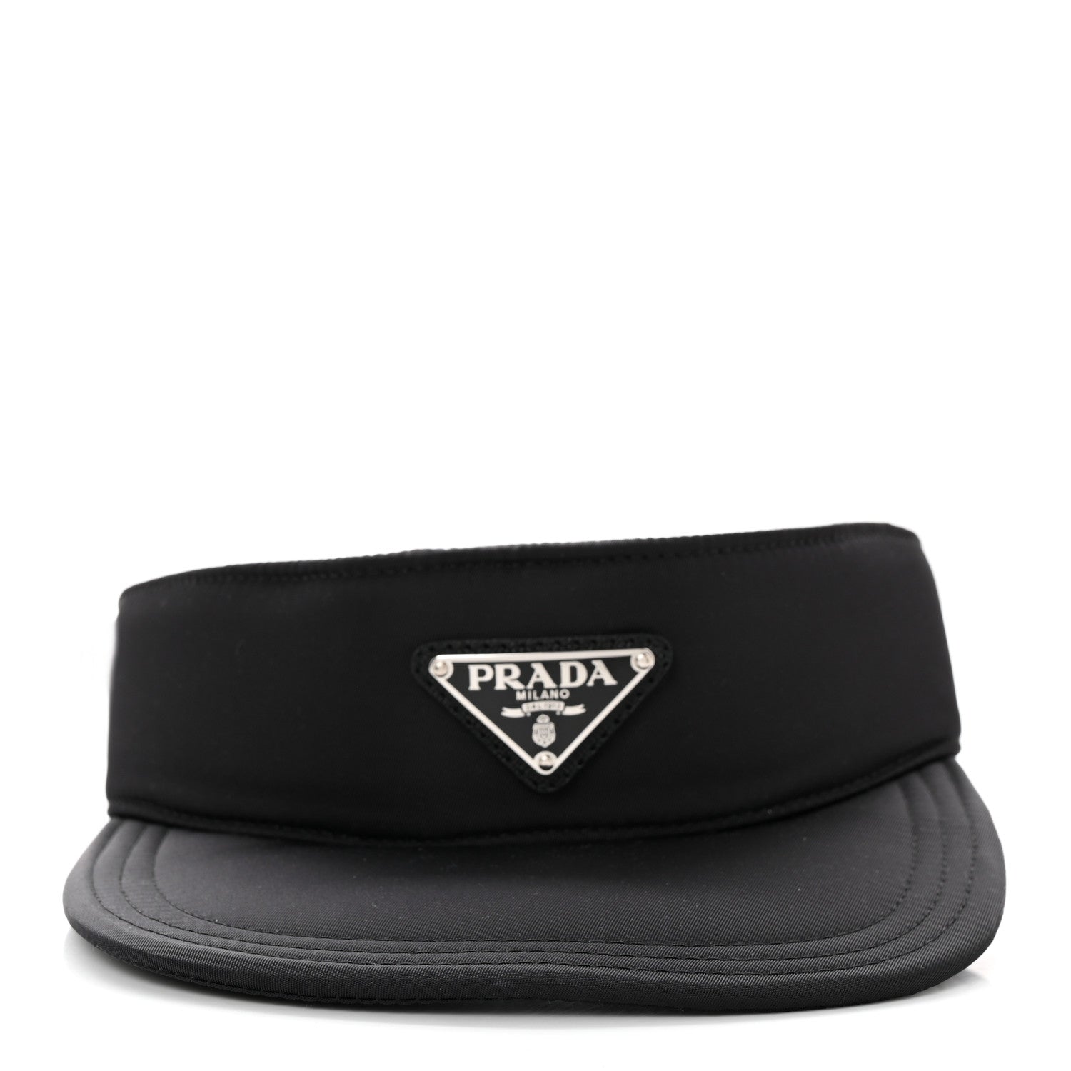 Prada Nylon Triango Metal Triangle Logo Womens Visor M Black 3 of 9