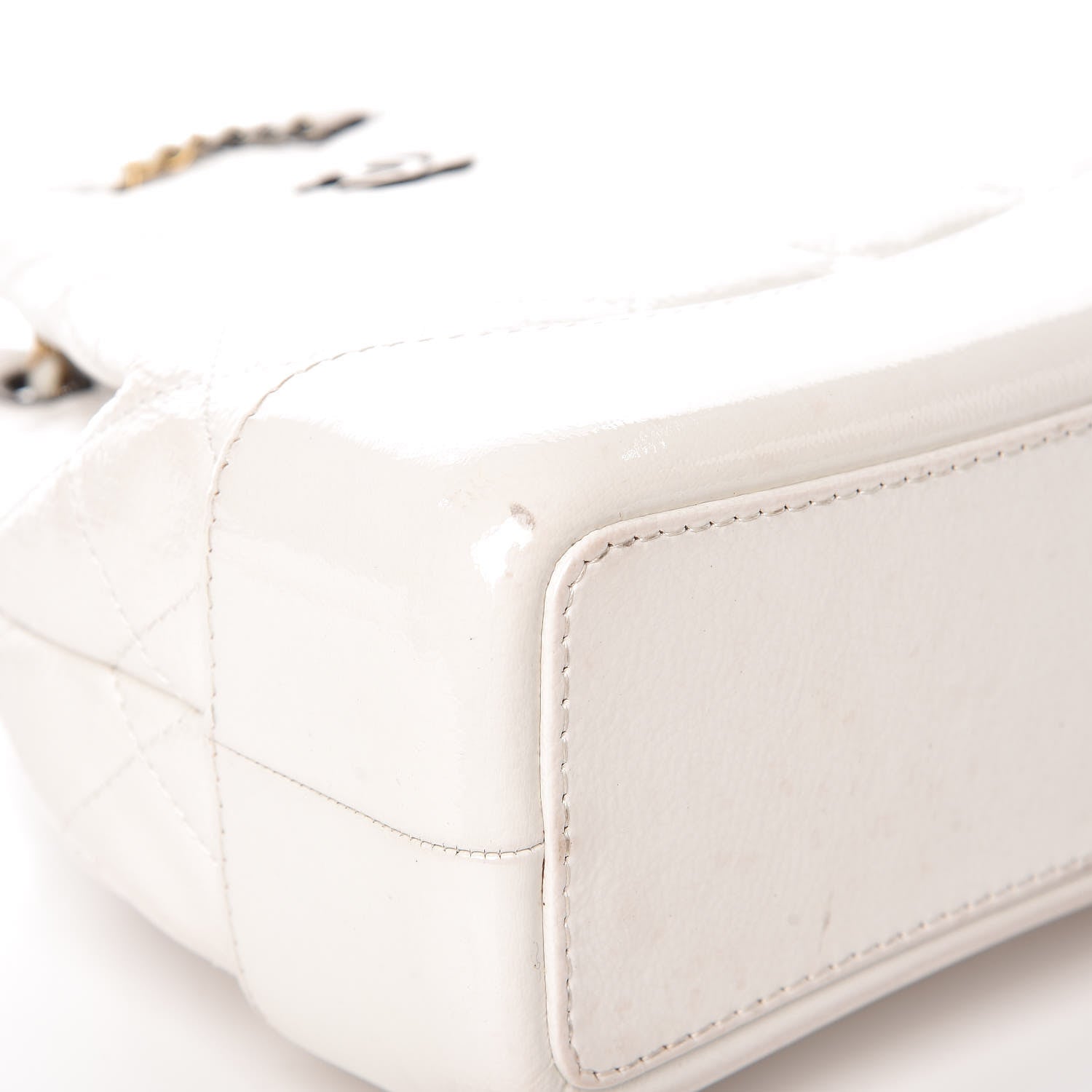 Chanel Patent Goatskin Quilted Small Gabrielle Backpack White 5 of 12