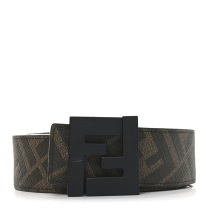 Fendi Cuoio Romano Glazed Fabric Enamel FF 1974 Reversible Belt 100 40 Black 1 of 6