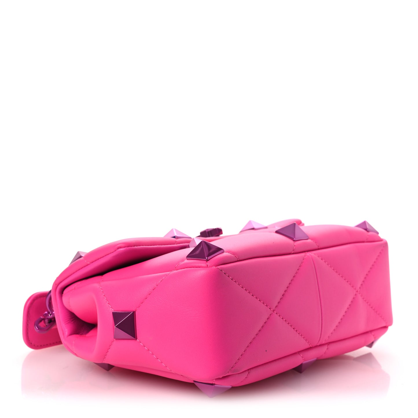 Nappa Lacquer Monochrome Medium Roman Stud Shoulder Bag Pink PP
