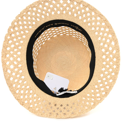 Hermes Straw Panama Elenora Hat 59 Naturel Black 7 of 12