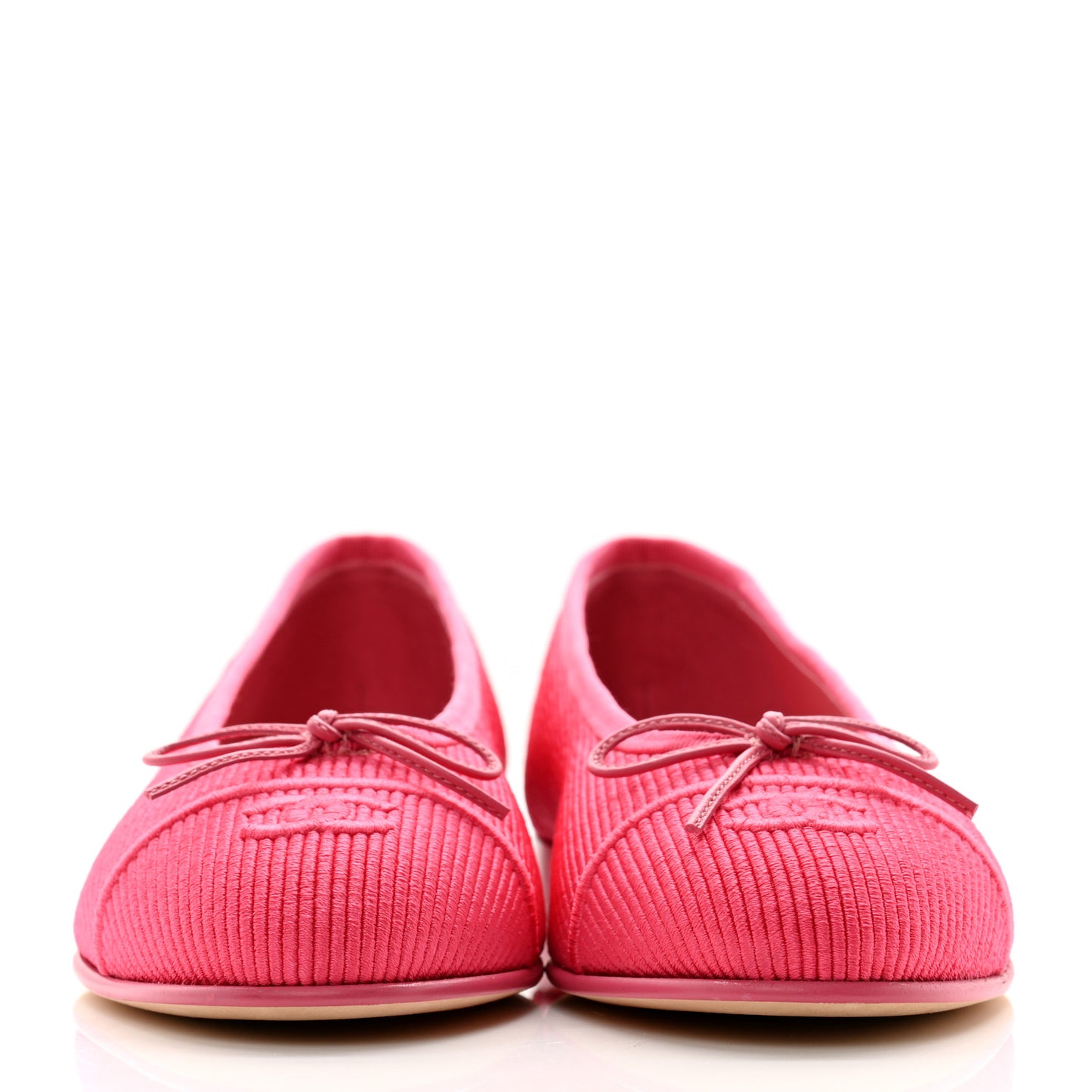 Embroidered Fabric Cap Toe CC Ballerina Flats 37.5 Dark Pink