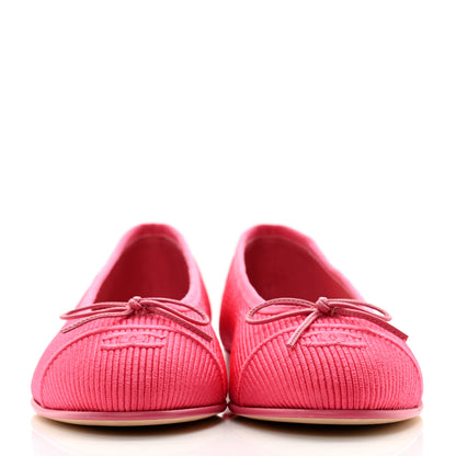 Chanel Embroidered Fabric Cap Toe CC Ballerina Flats 37.5 Dark Pink 2 of 11