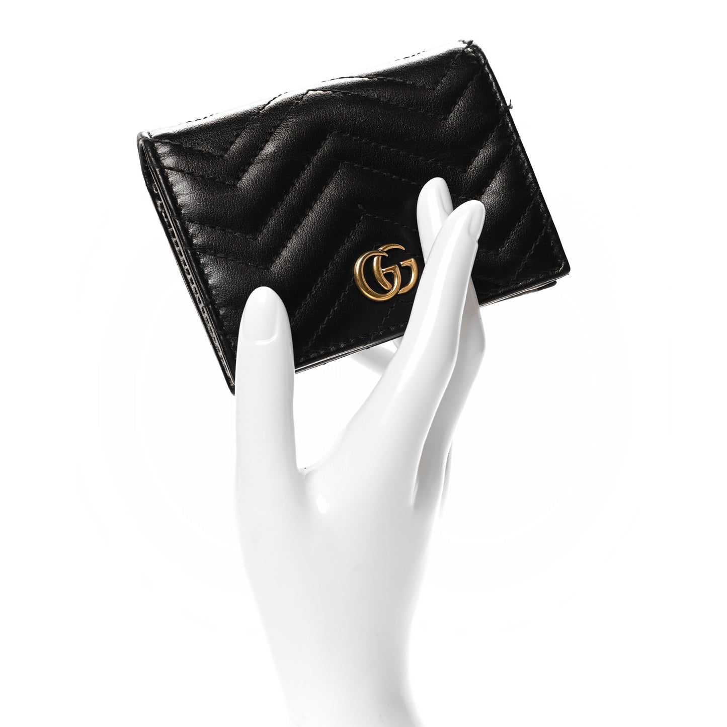 Calfskin Matelasse GG Marmont Card Case Wallet Black