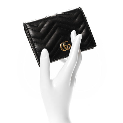 Gucci Calfskin Matelasse GG Marmont Card Case Wallet Black 2 of 11
