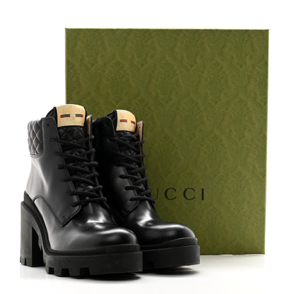 Gucci Magnum Calfskin Nappa Quilted Lace Up Ankle Boots 39.5 Black 11 of 11