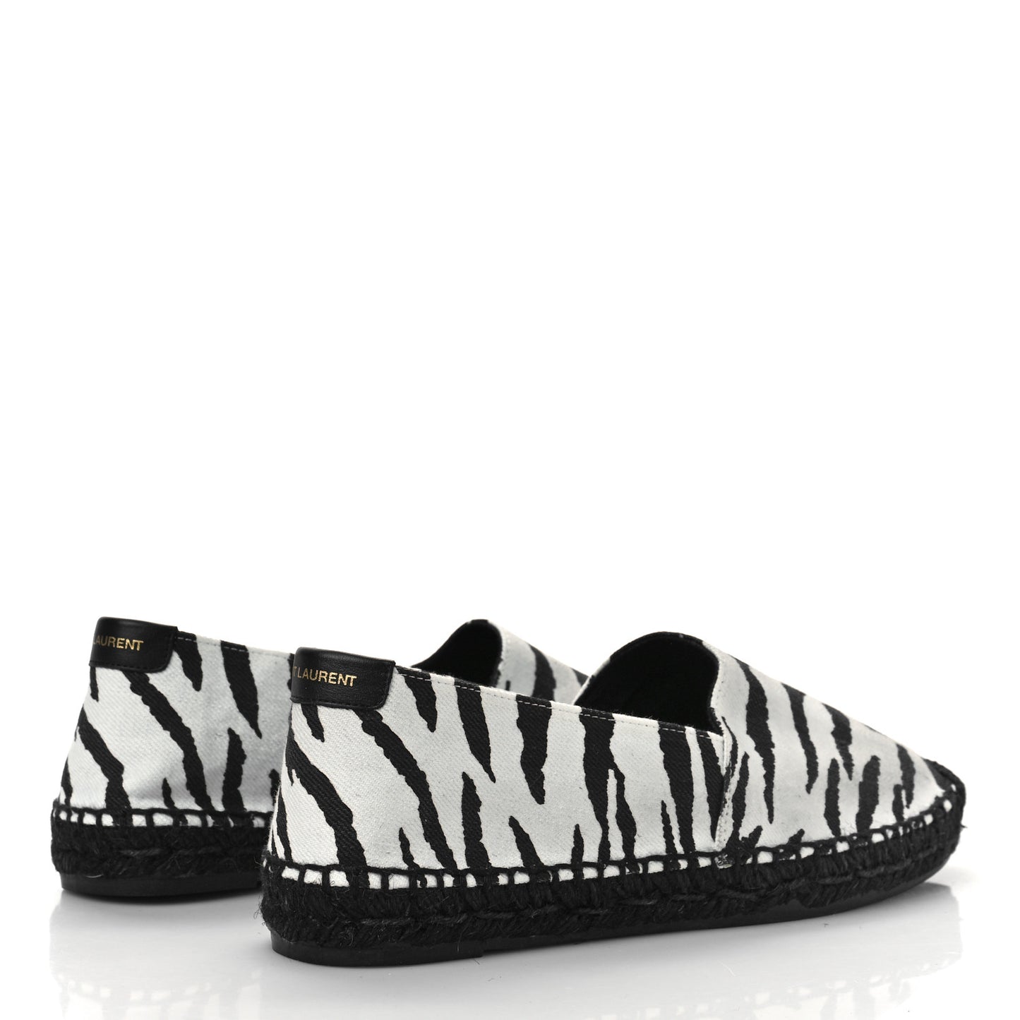 Canvas Tiger Print Espadrilles 37.5 White Black