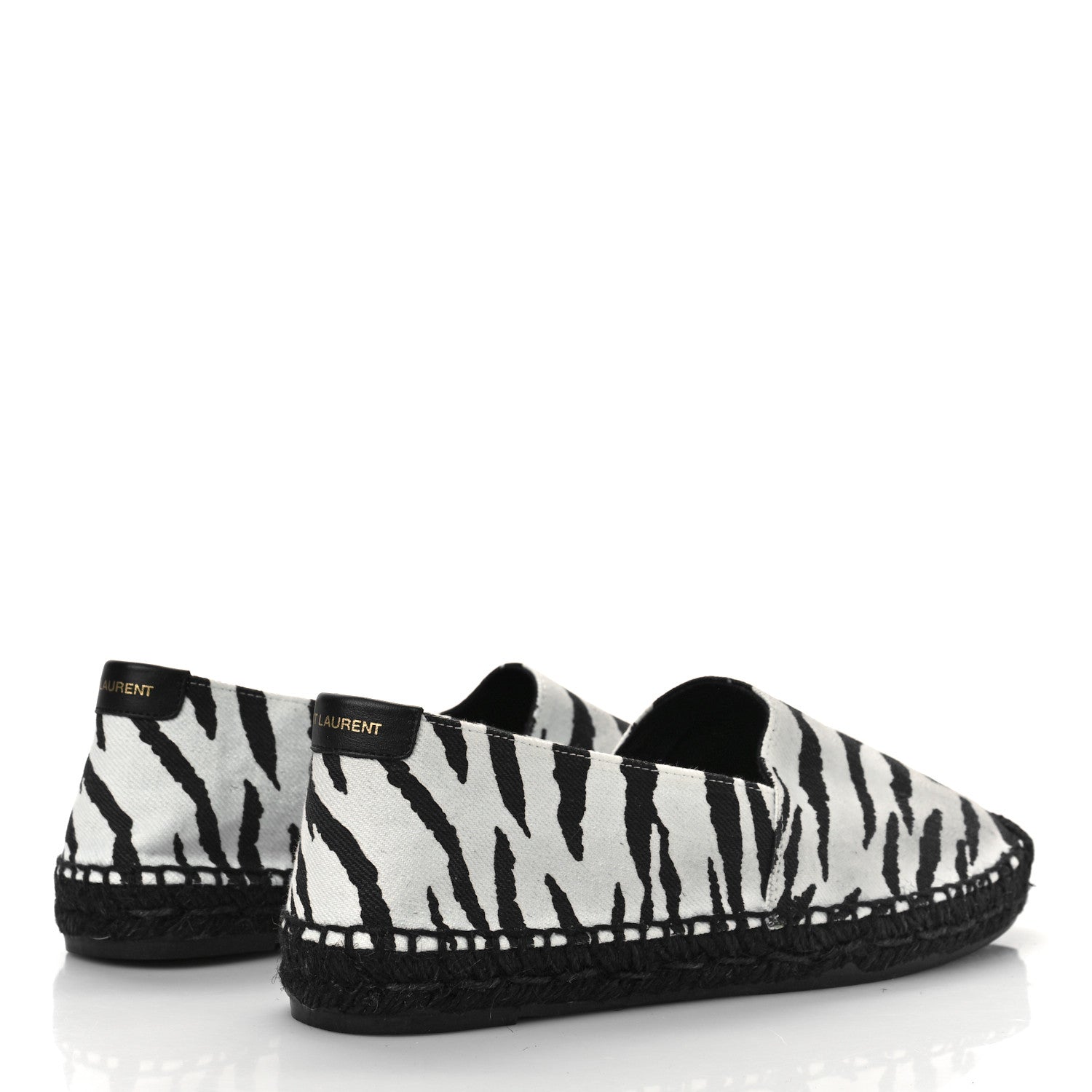 Saint Laurent Canvas Tiger Print Espadrilles 37.5 White Black 3 of 9