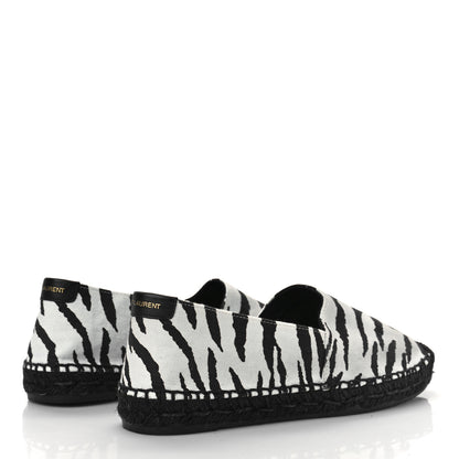 Saint Laurent Canvas Tiger Print Espadrilles 37.5 White Black 3 of 9