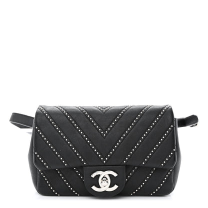 Chanel Calfskin Studded Chevron Stud Wars Waist Bag Black 1 of 10