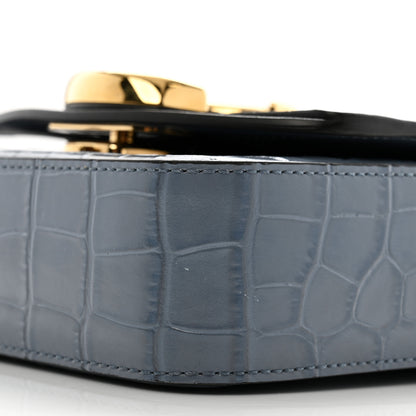Chloe Calfskin Crocodile Embossed Mini C Double Carry Ash Blue 10 of 11