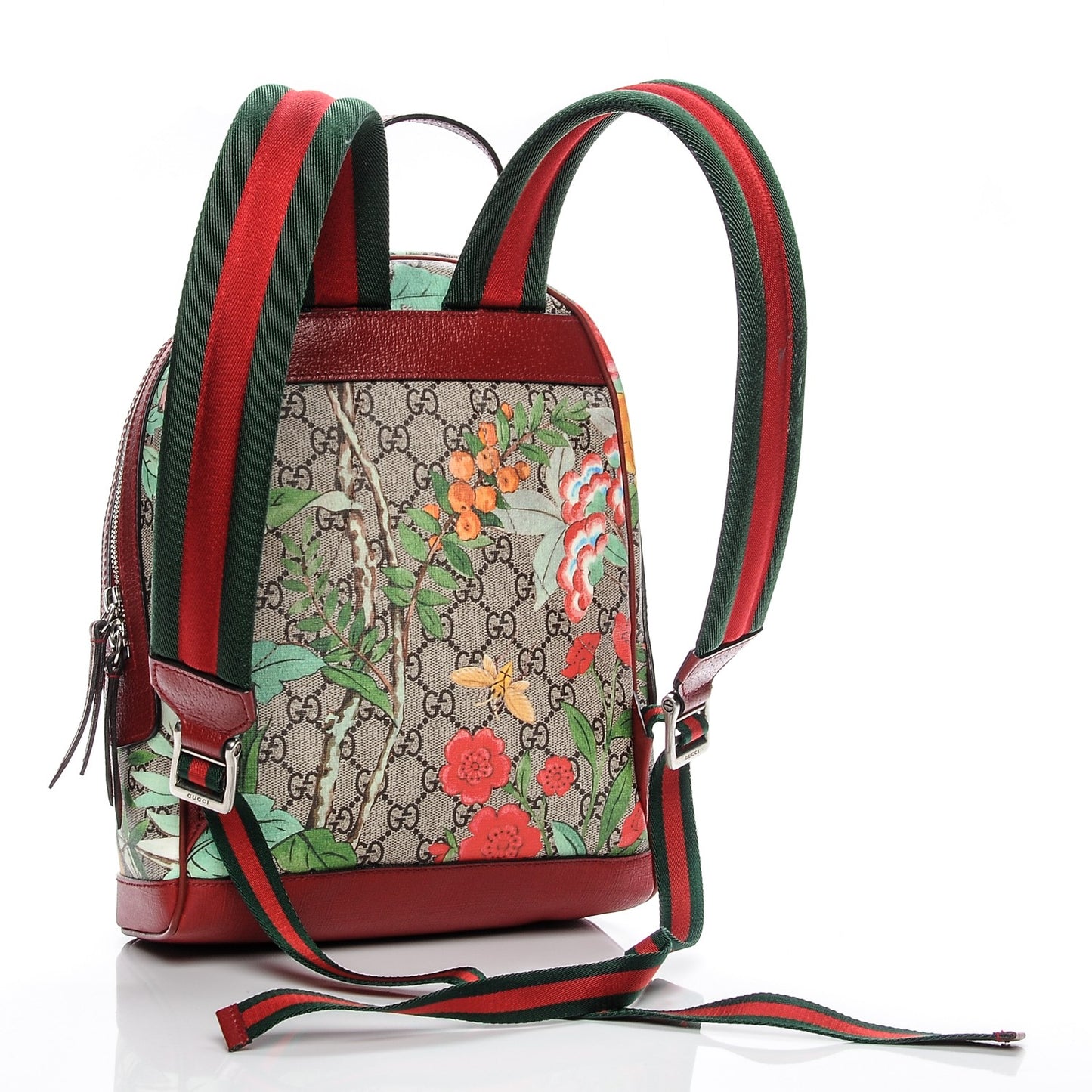 GG Supreme Monogram Tian Web Small Day Backpack Beige Multicolor Red