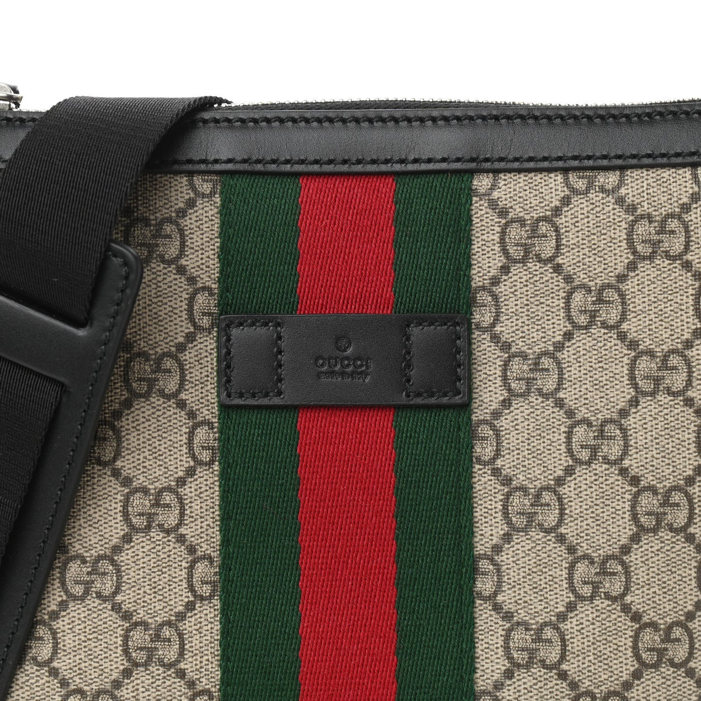 GG Supreme Monogram Web Messenger Bag Black