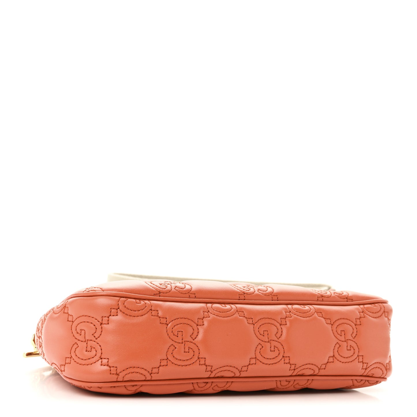 Calfskin GG Matelasse Chain Handbag Deep Orange Natural
