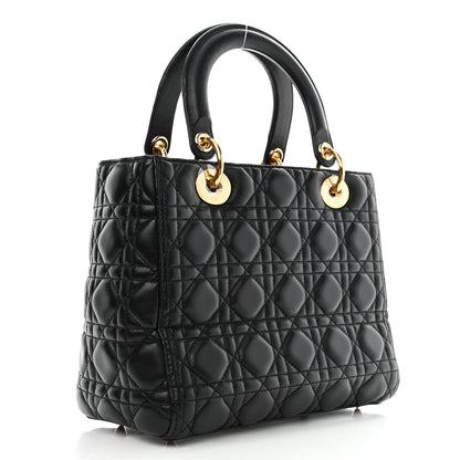 Christian Dior Lambskin Cannage Medium Lady Dior Black 2 of 10