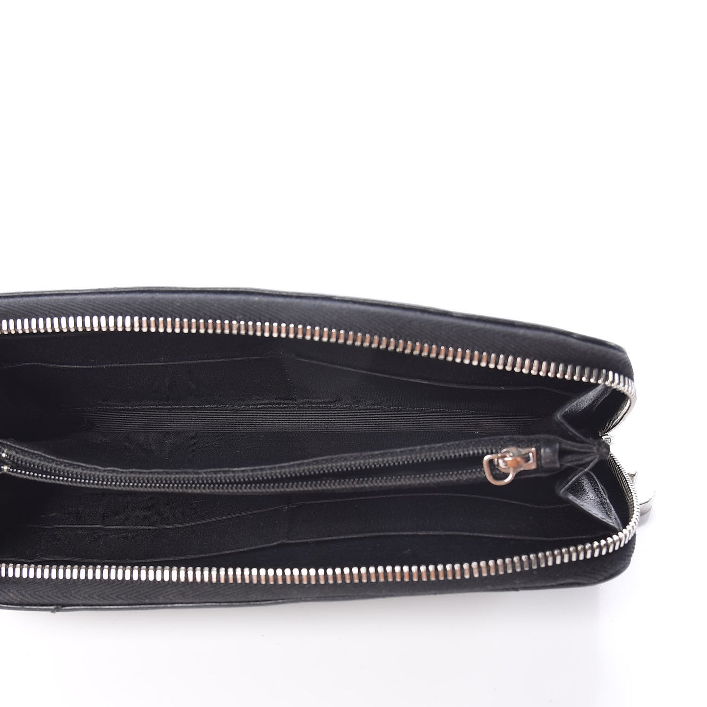 Lambskin Chevron Quilted CC Zip Around Wallet Black