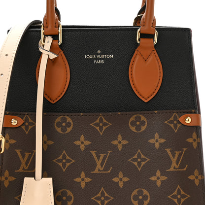 Louis Vuitton Calfskin Monogram Fold Tote MM Black Wine Cream 7 of 10