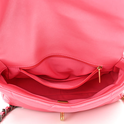Chanel Shiny Lambskin Quilted Medium Chanel 19 Flap Pink 5 of 10