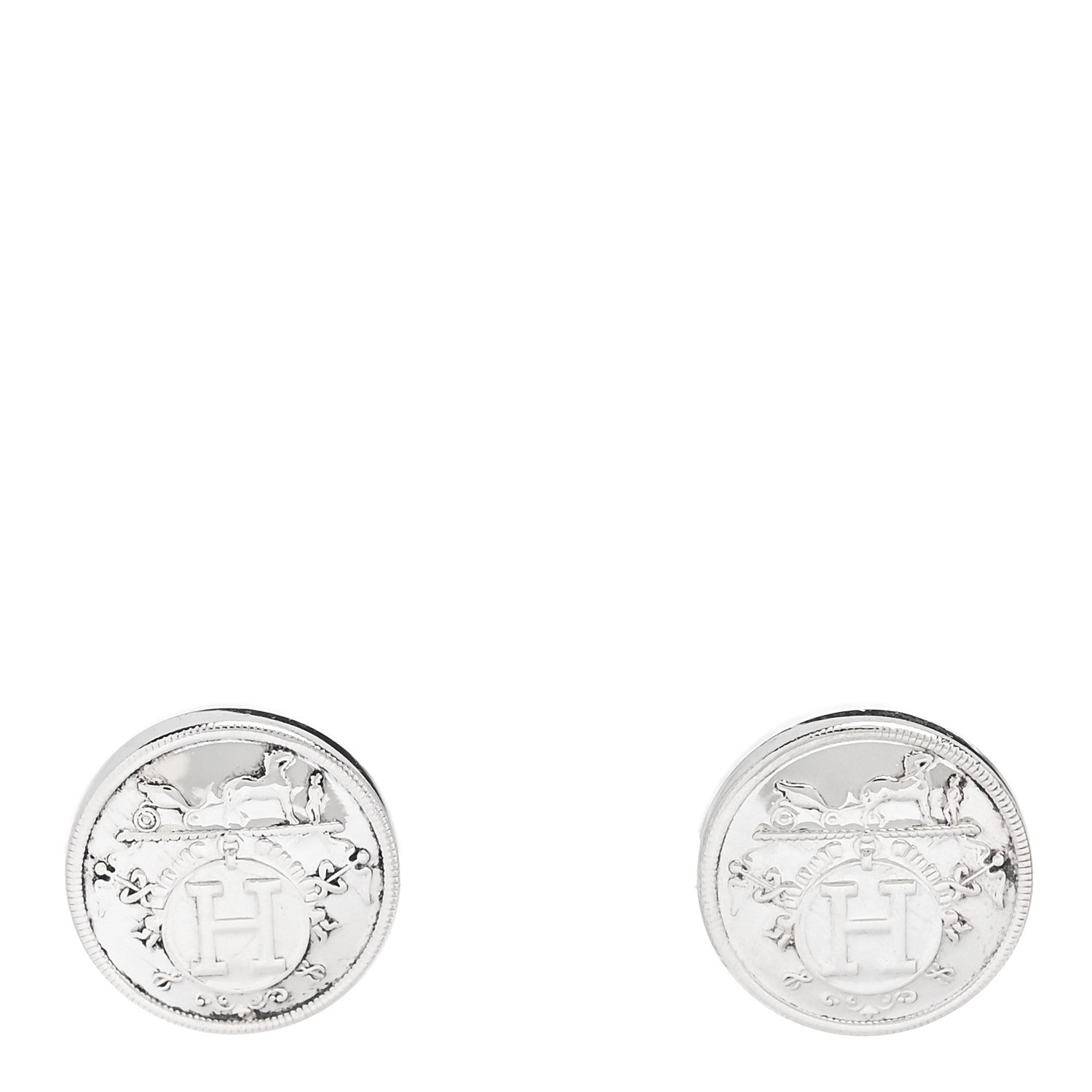 Hermes Sterling Silver TPM Ex-Libris Earrings 1 of 4