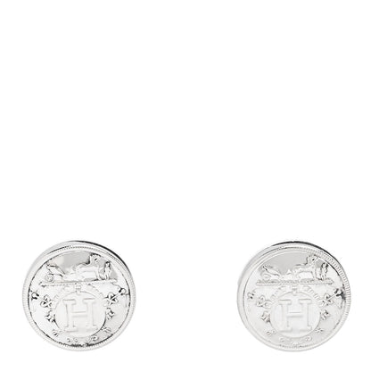 Hermes Sterling Silver TPM Ex-Libris Earrings 1 of 4