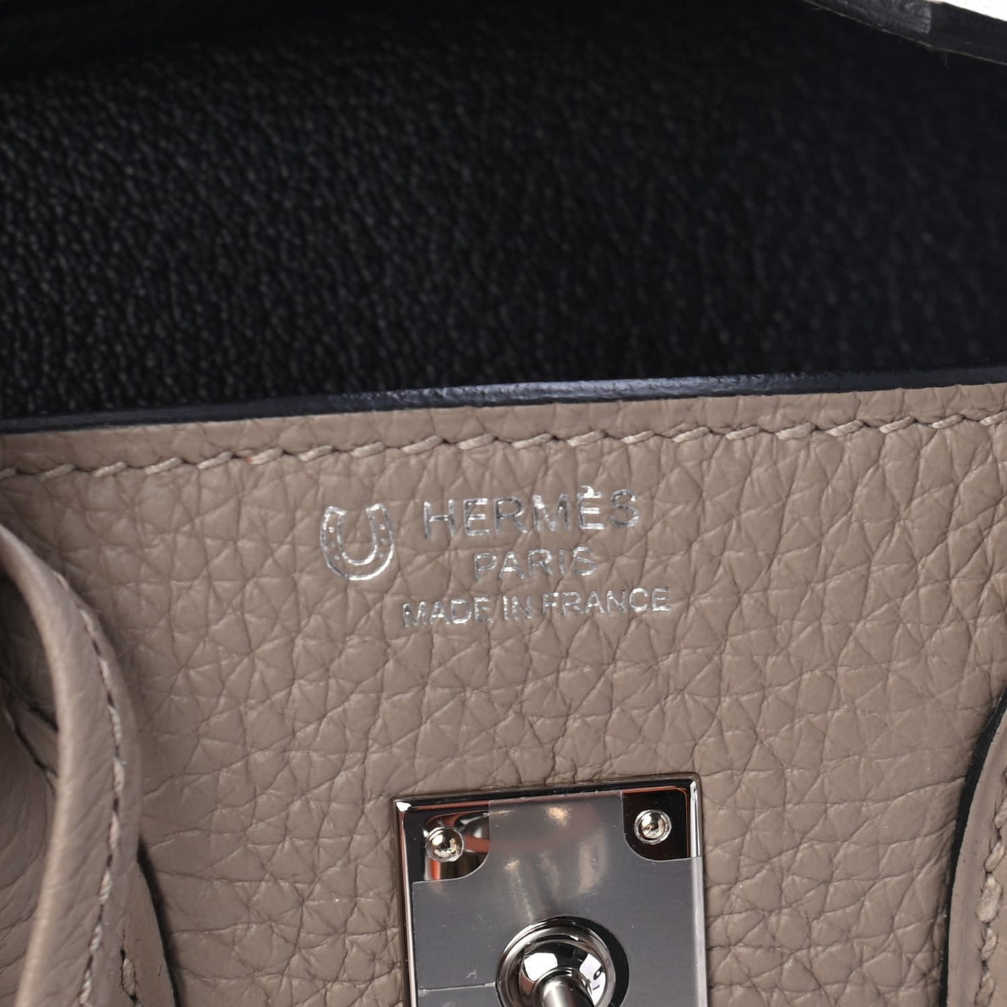 Togo Horseshoe Birkin 25 Gris Tourterelle Black