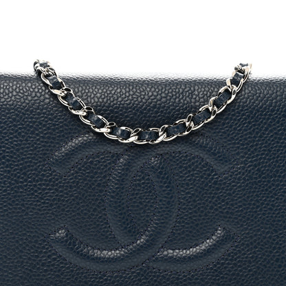 Chanel Caviar Timeless CC Wallet on Chain WOC Navy Blue 5 of 12