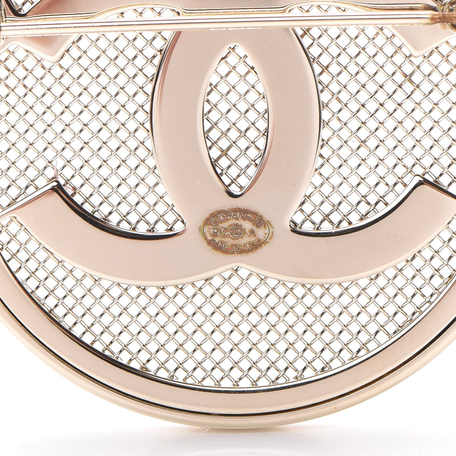 Chanel Mesh Circle CC Brooch Gold 3 of 4