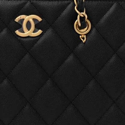 Chanel Caviar Quilted Chain Large Shopping Tote With Coin Purse Black 9 of 11