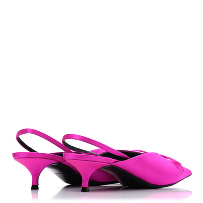 Balenciaga Satin Pointed Toe Knife Slingback 40mm Mules 41 Rose Fuchsia 3 of 4