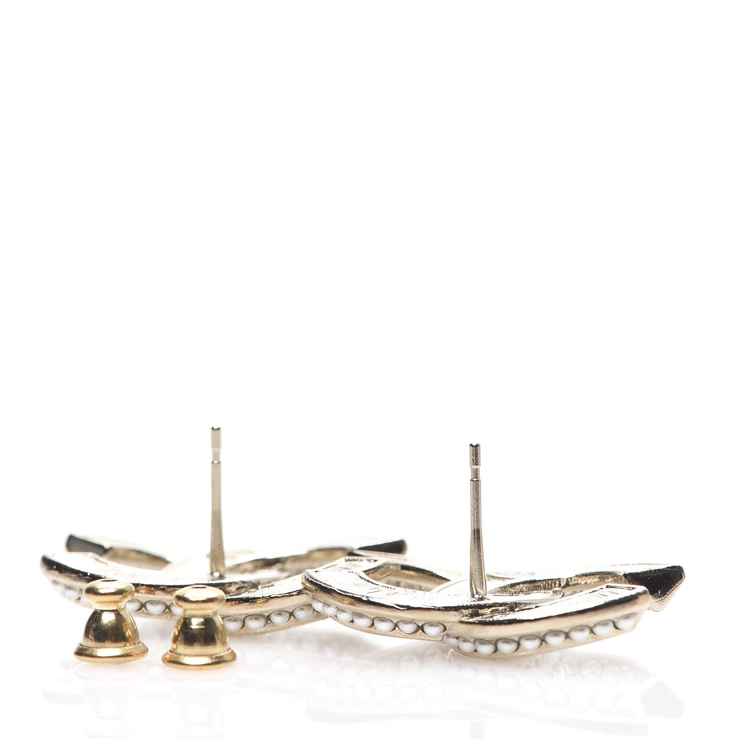 Chanel Crystal Pearl Chain Mania CC Earrings Gold 3 of 4