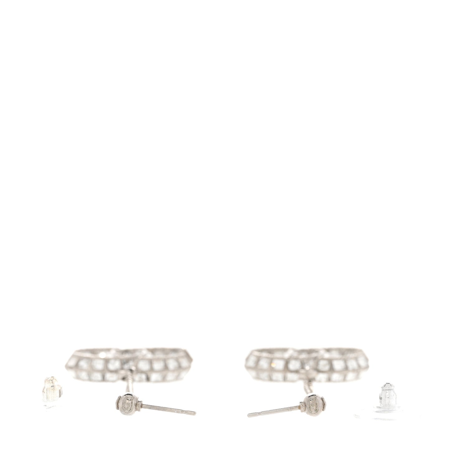 Baguette Crystal CC Drop Earrings Silver