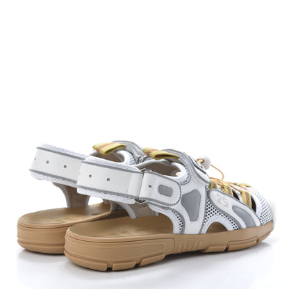 Gucci Mesh Fabric Mens Tinsel Sport Sandals 10.5 White Silver 4 of 9