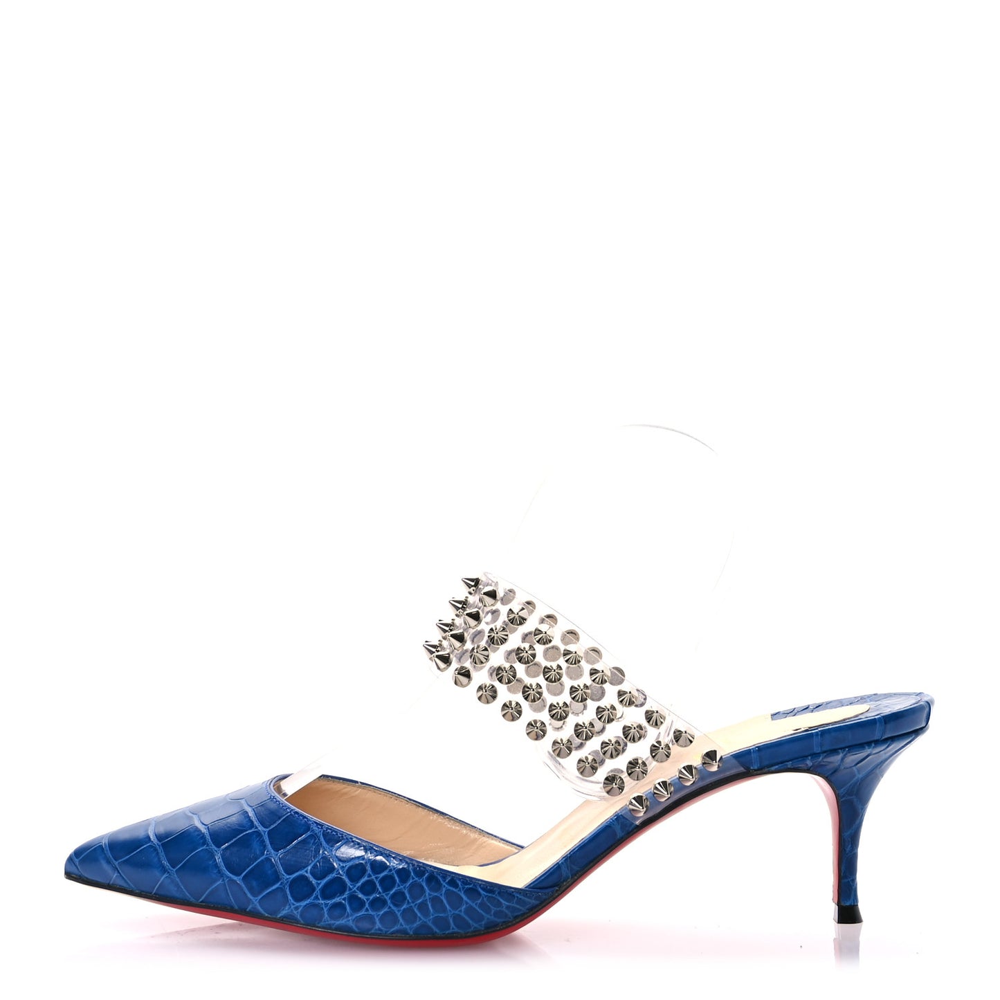 Calfskin Crocodile Embossed PVC 55 Mules 40 Blue