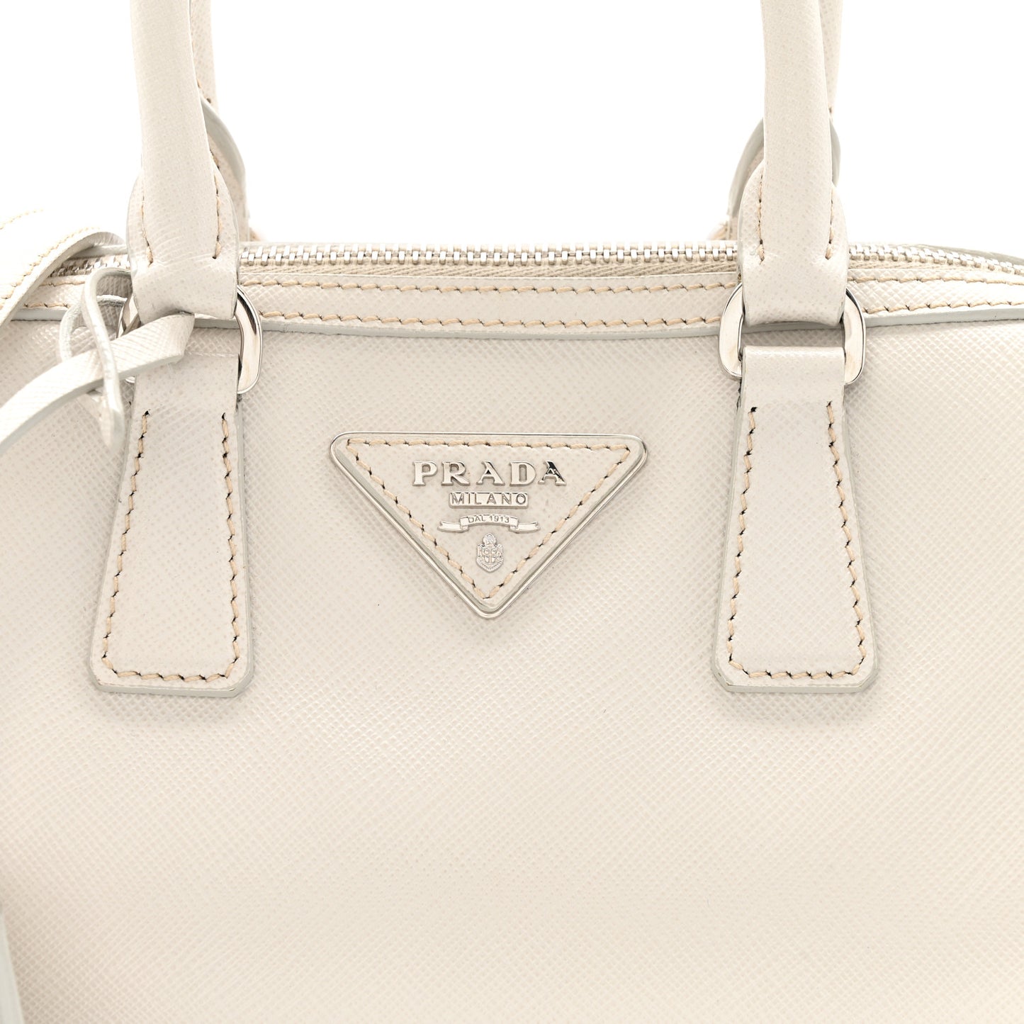 Saffiano Lux Top Handle Crossbody Bag White