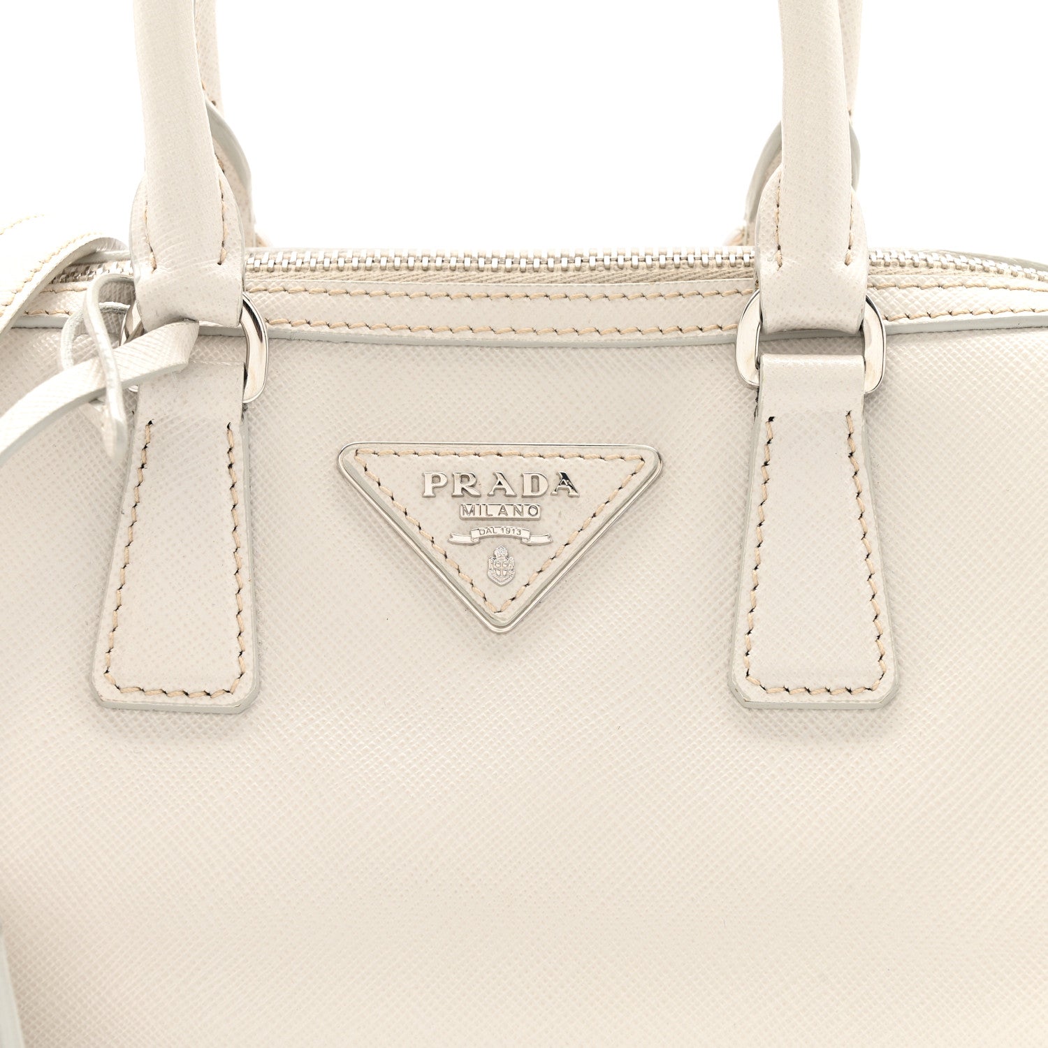 Prada Saffiano Lux Top Handle Crossbody Bag White 8 of 15
