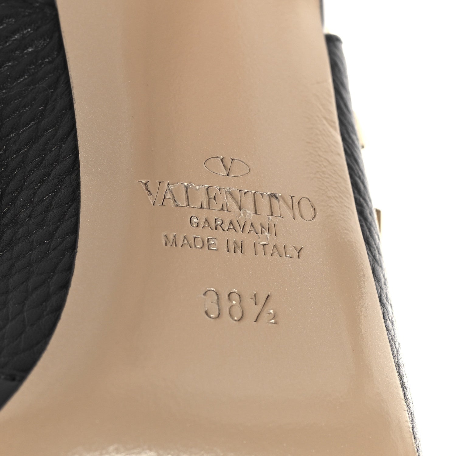 Valentino Garavani Pebbled Calfskin Rockstud Ankle Strap 100mm Pumps 38.5 Black 8 of 10