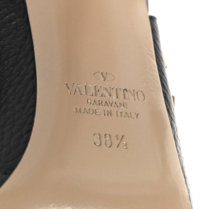 Valentino Garavani Pebbled Calfskin Rockstud Ankle Strap 100mm Pumps 38.5 Black 8 of 10