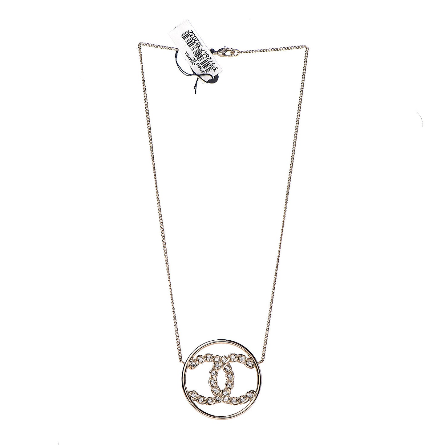 Baguette Crystal High Society CC Pendant Necklace Gold